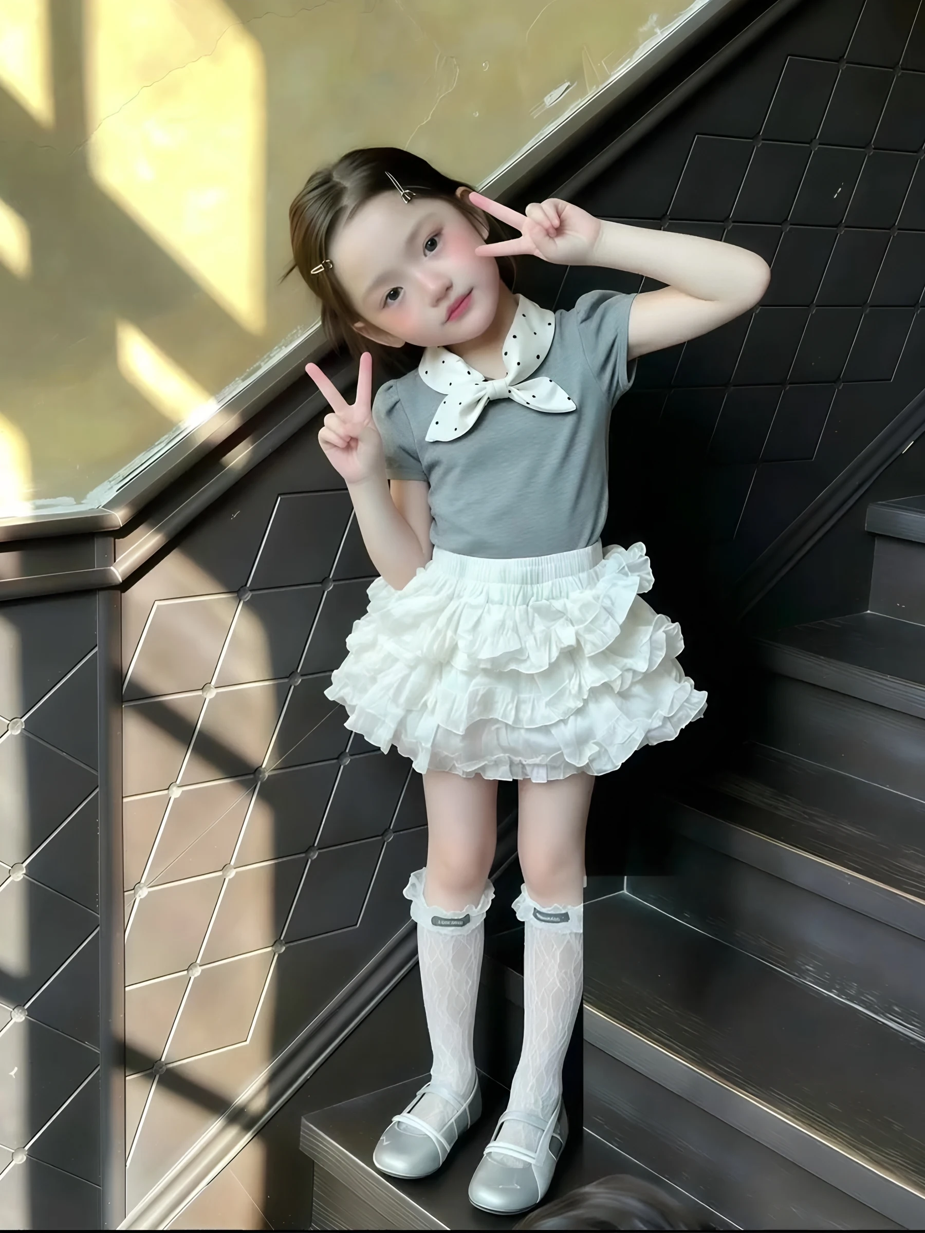 conjunto-de-verano-para-ninas-de-2-a-8-anos-top-gris-de-manga-corta-y-falda-corta-blanca-conjunto-de-ropa-infantil-de-estil