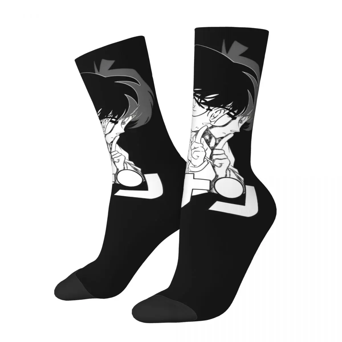 Funny Detective Conan Anime Skateboard Socks Polyester Crew Socks for Unisex