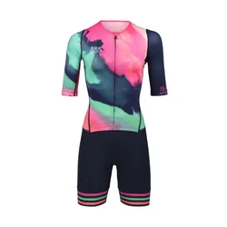 2023 Summer Womens Triathlon Race Suit Performance Short Sleeve Jumpsuit Swimming/Running/Cycling Clothing Quick Dry Skinsuit