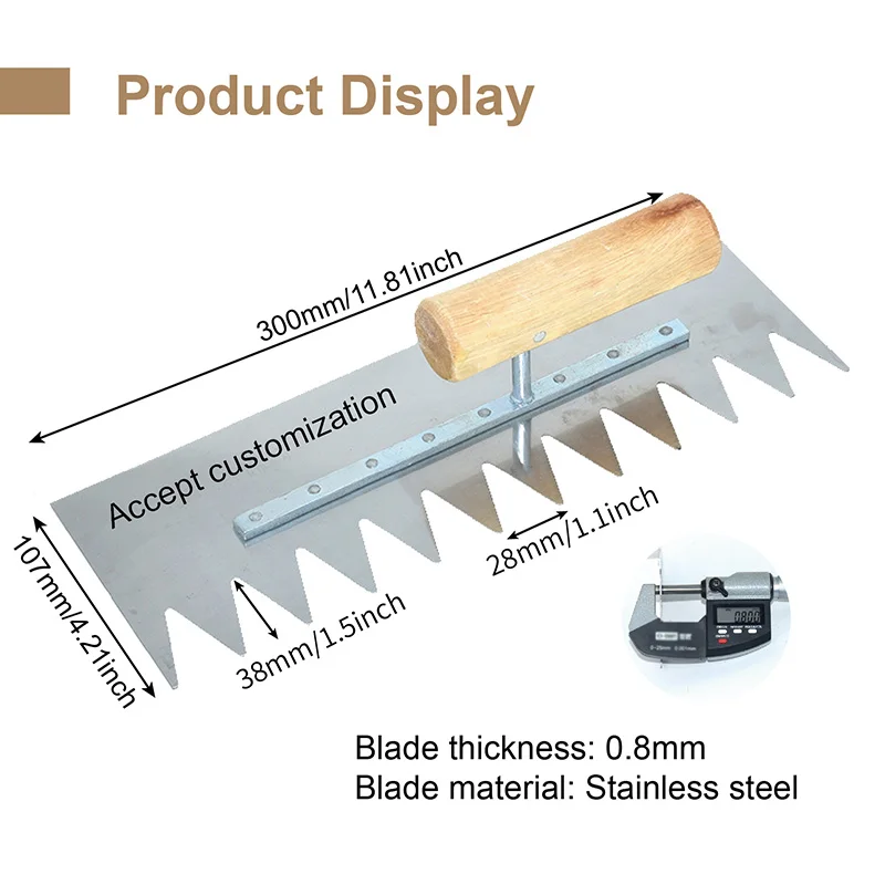 

Plaster Trowels 30×10.7cm Blade Large Tooth Tiling Tools Set Finishing Stainless Steel Cement Scraper Spatula For Construction