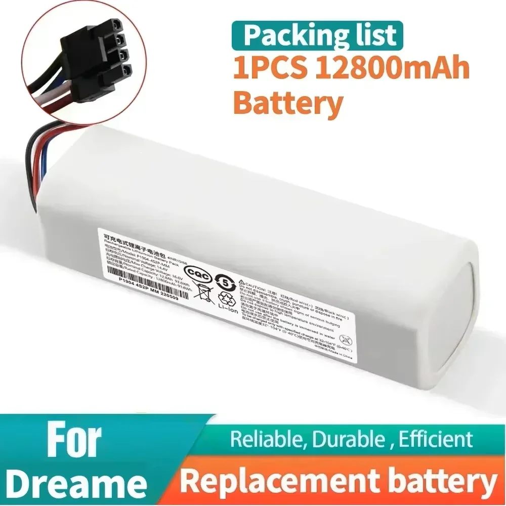 

P2008-4S2P-MMBK Original For Dreame Robot Vacuum Mop Cleaner D9 F9 L10 L10 Pro 14.4V 12800mAh Li-ion Battery Pack 4INR19/66-2