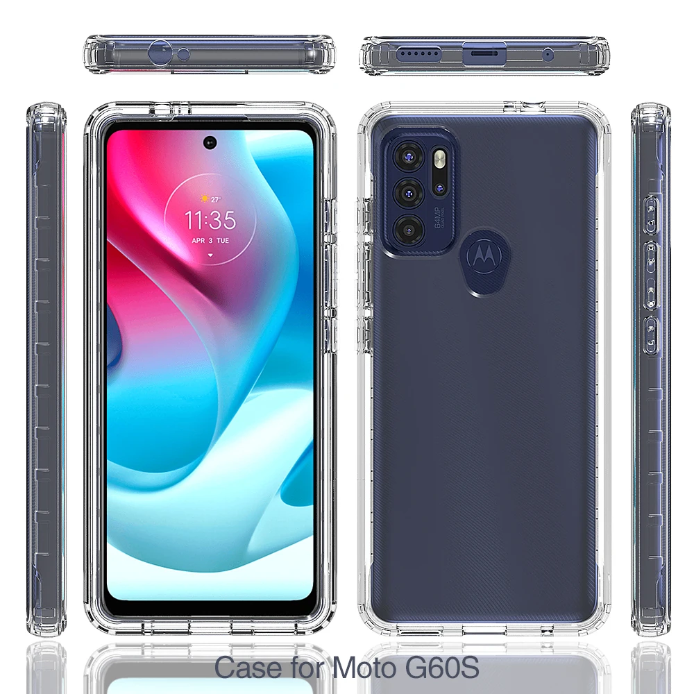 Candy Color Phone Case for Motorola Moto G60s Hybrid Transparent Shockproof Protection Shell 2IN1 Dual Layer Back Cover