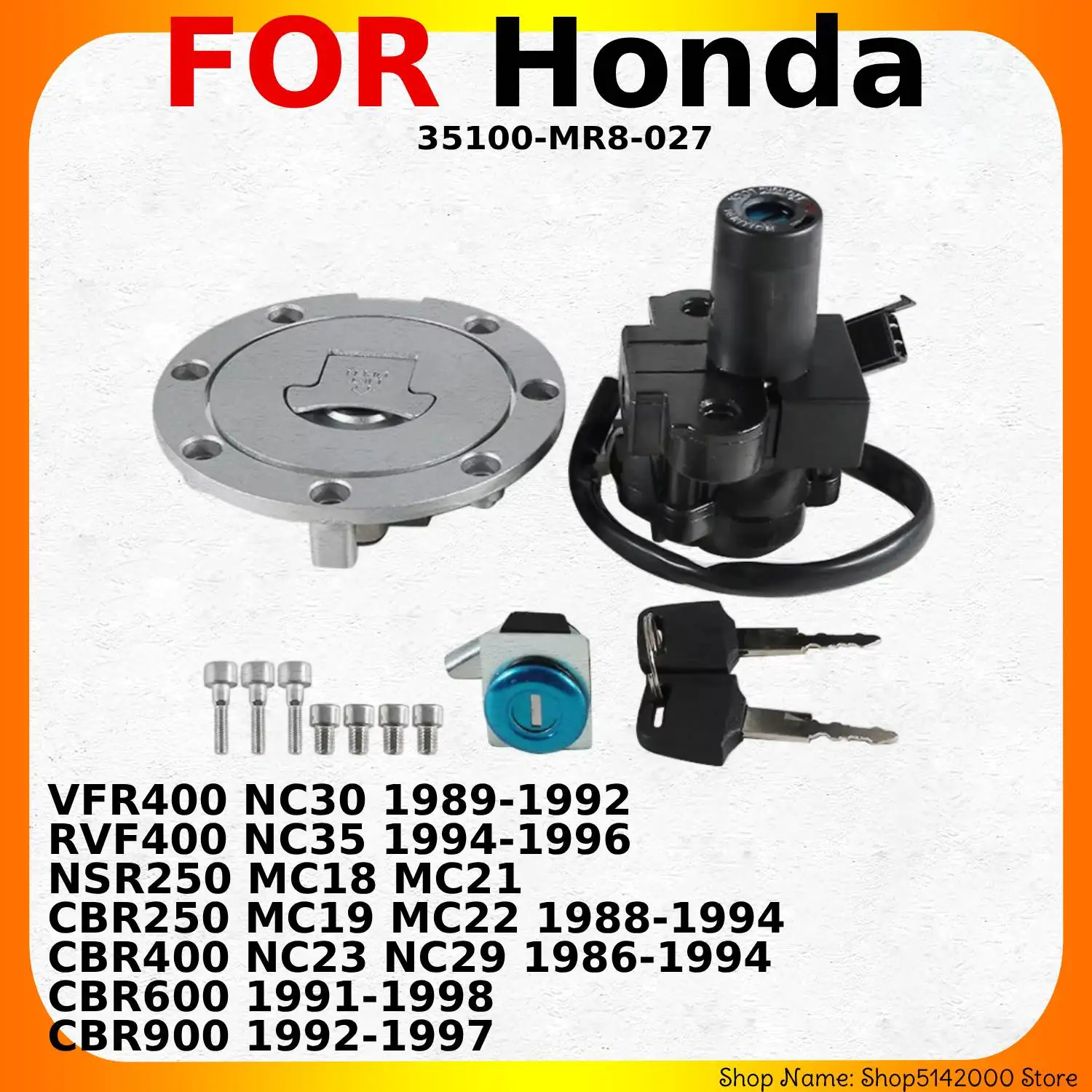 Ignition Switch Fuel Gas Cap Seat Lock Key Kit For Honda CBR600 CBR900 NSR250 MC18 MC21 CBR250 MC19 MC22 CBR400 NC23 NC29 Parts