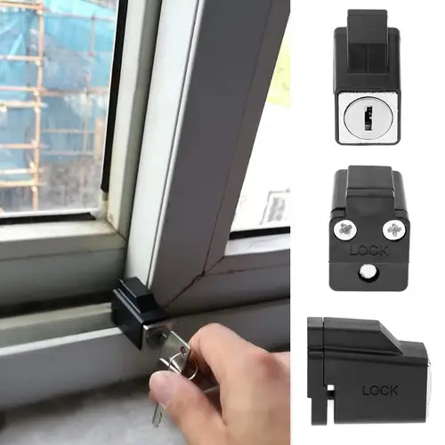 Cerradura de seguridad para puerta y ventana de aleación de aluminio, cerraduras limitadoras para ventana, cerradura para ventana corredera, seguridad para niños con 2 llaves