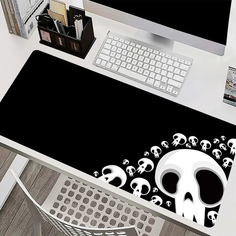 Retro Cartoon Skull Large Mouse Pad Laptop Black Non Slip Gaming Accessories Keyboard Mousepad PC Anime Natural Desk Mat Carpet