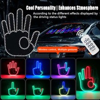 Dynamic Colorful Car Finger Light Middle Finger Car Light LED Car Hand LED Gesture Lights Multimode Remote Road Rage Signs