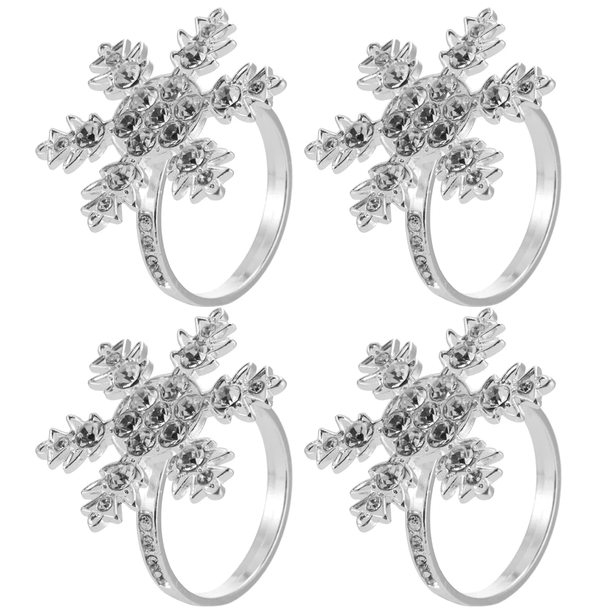 

4pcs Alloy Napkin Ring Snowflake Design Metal Christmas Style Dinner Table Decor Hotel Restaurant Buckle