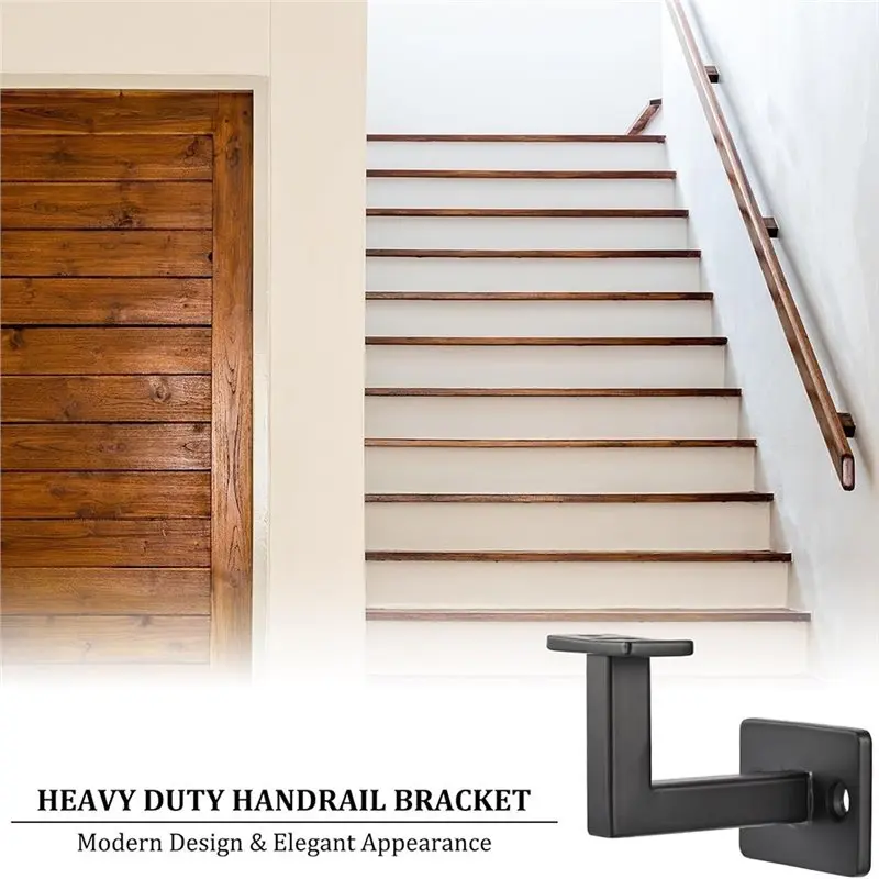 AB34-Staircase Handrail Accessories 1Set Adjustable Railing Holder Wall Support Hand Black Stair Handrail Bracket