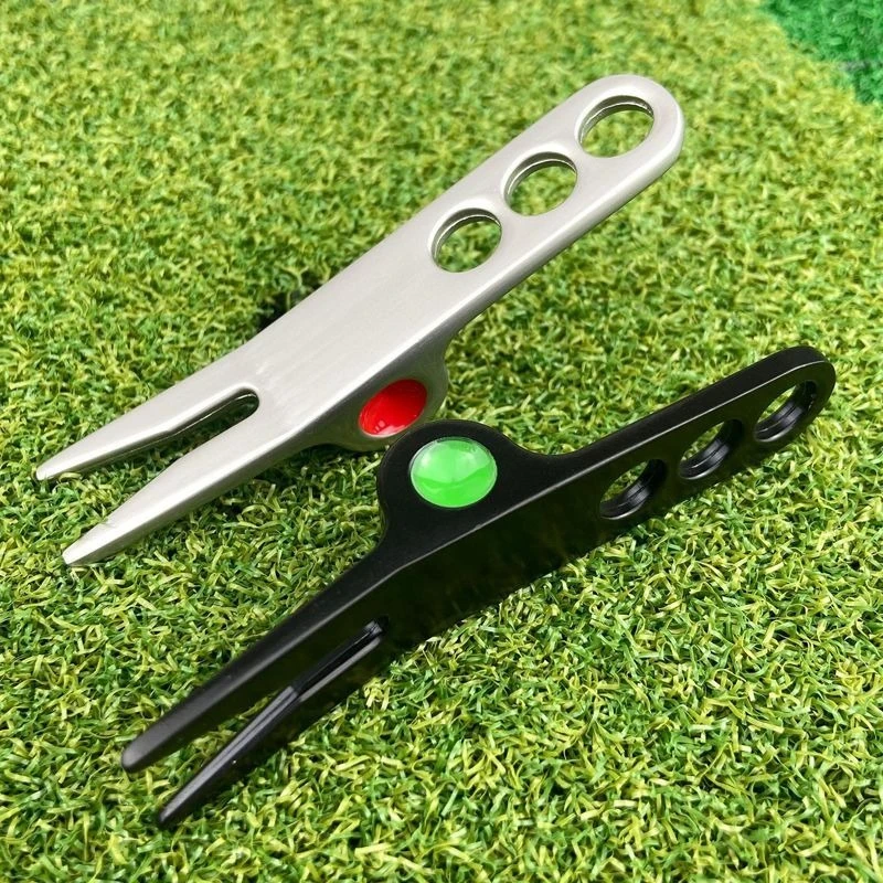 Zinc Alloy Golf Divot Pitch Repairer Tool Turf Tool Pitchfork Golf Fork Three Pores Switchblade Golf Divot tool Golf Training