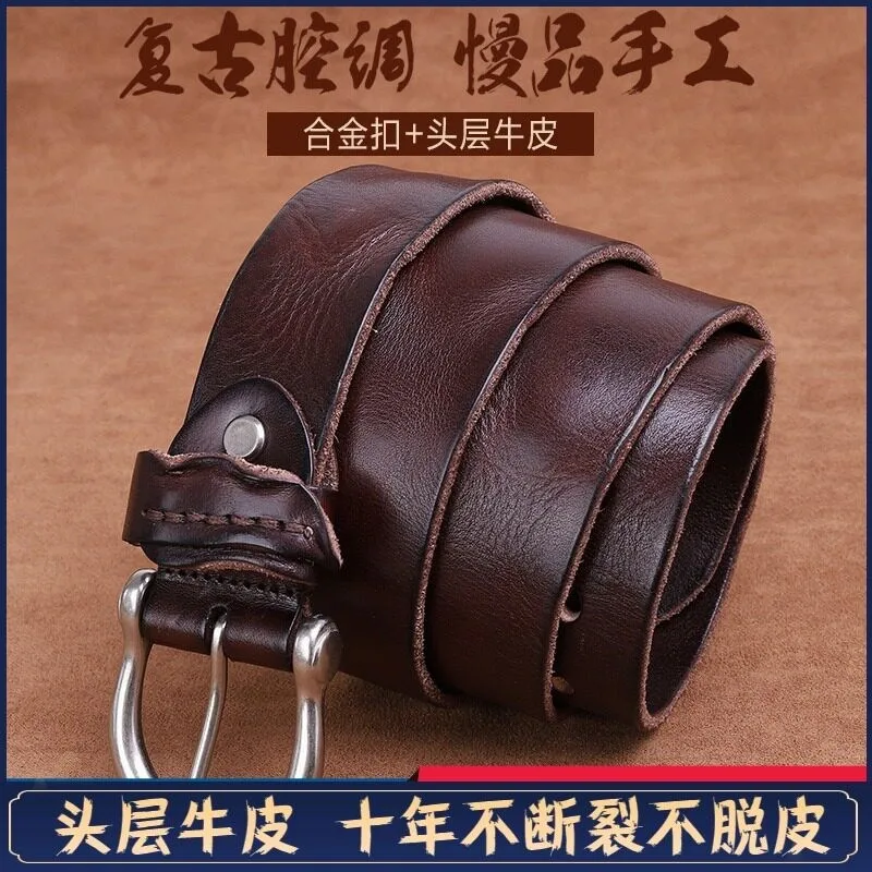 Men's belt brand counter leather pure cowskin needle-buckle for young people