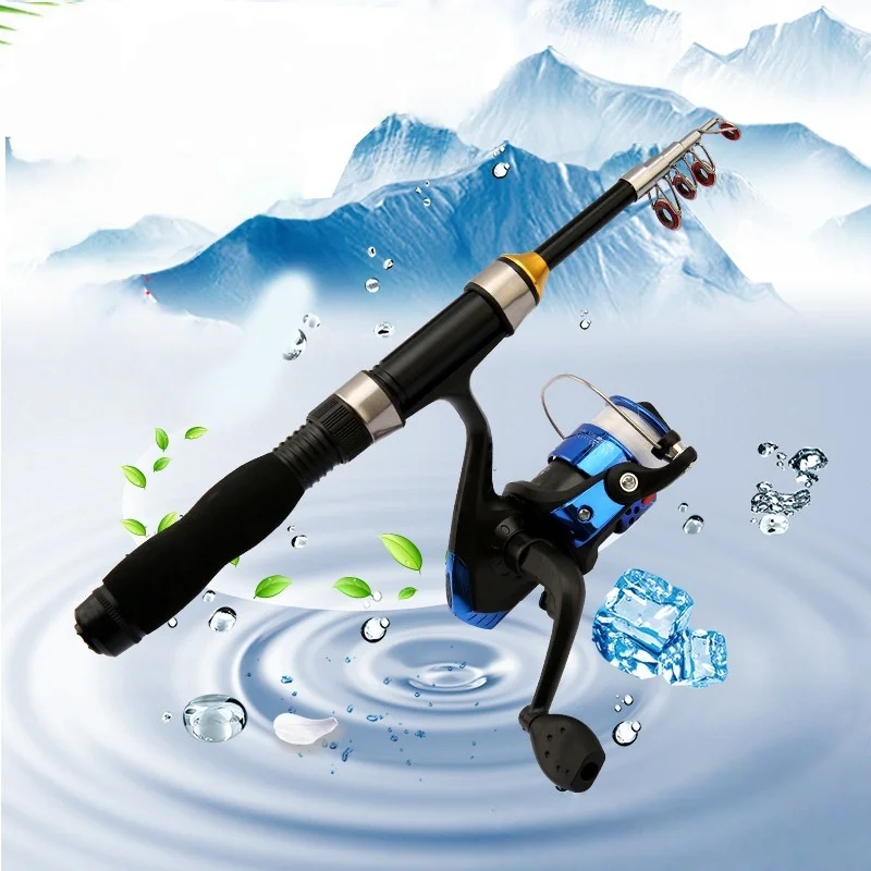 1.0-2.3M Ultra Short Small Sea Fishing Rod with Fishing Wheel Telescopic Ultra Short Cross Sectional Fiberglass Rod Set view 2