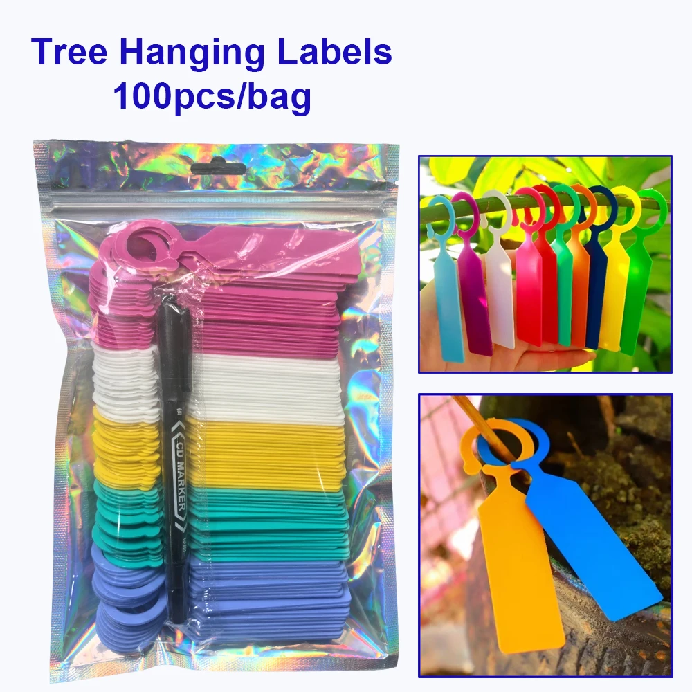 

100 шт./упак. Утолщенные пластиковые этикетки для растений, маркеры для винограда, бирки с застежкой и ручкой, водонепроницаемые, для подвешивания на деревья