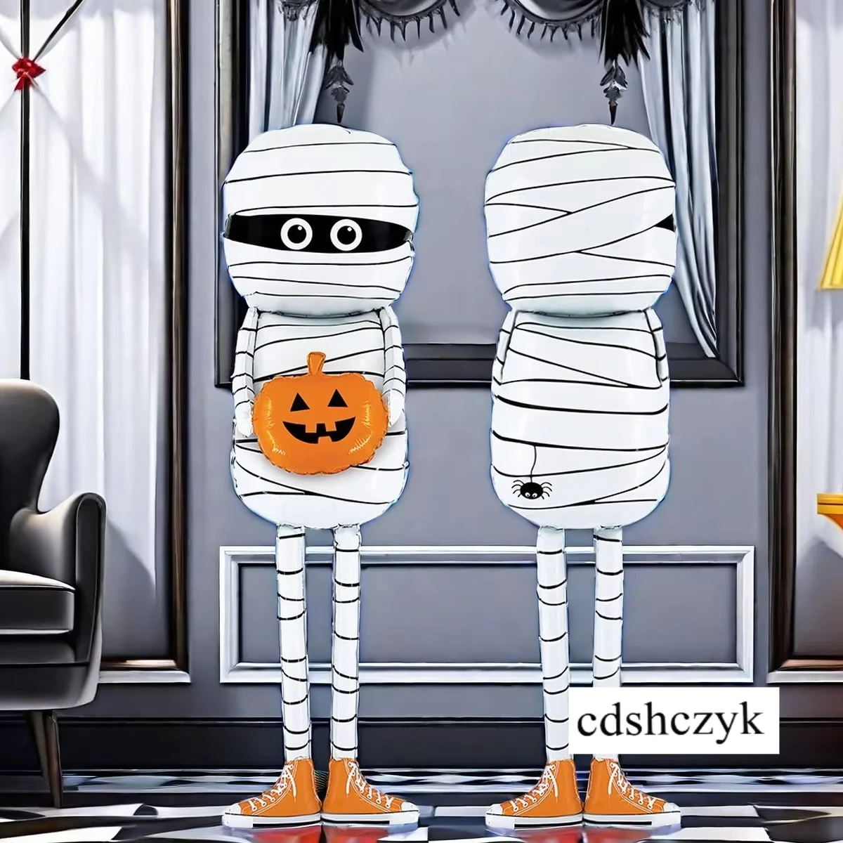 1 ballon gonflable en forme de momie pour Halloween, décorations de fête en forme de fantôme pour le bar, la maison, le jardin, accessoires de décoration DIY.