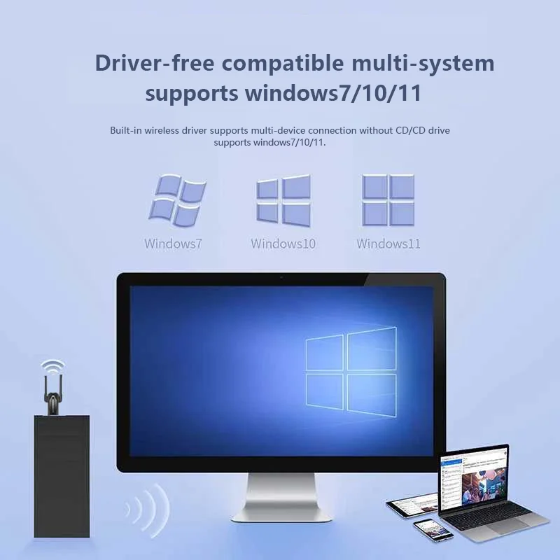 USB WiFi Adapter for PC,  2.4G & 5G & BT WiFi Receiver, Wireless Network, Built-in Driver One-click Installation for Winds 10/11
