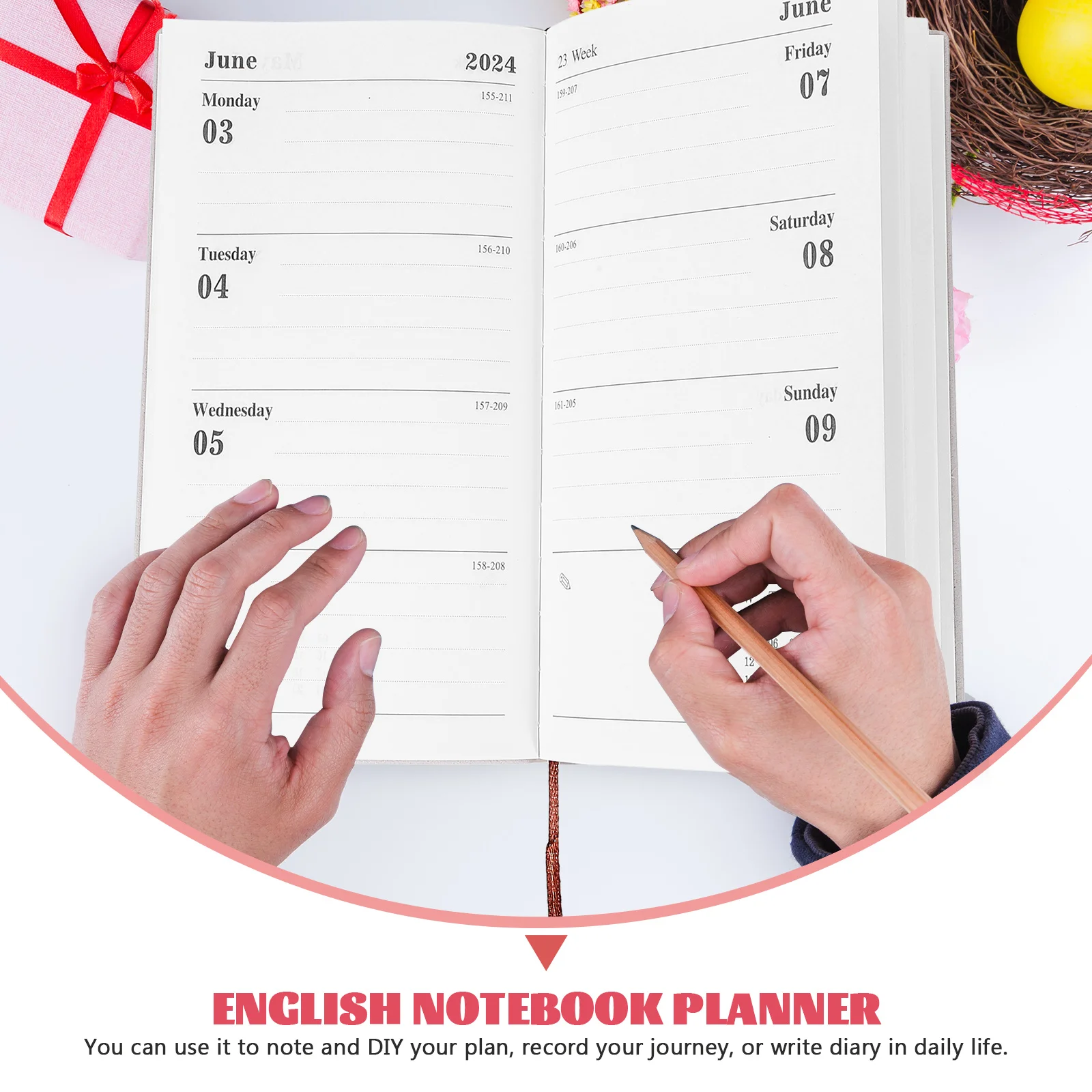 Planner Notebook Daily Planner blocco note 2024 agenda giornaliera blocco note decorativo 2024 Planner notebook portatile