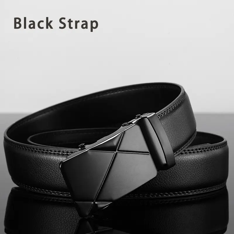 Men Leather Belt Metal Automatic Buckle Brand High Quality Luxury Belts for Men Famous Work Business Black PU Strap