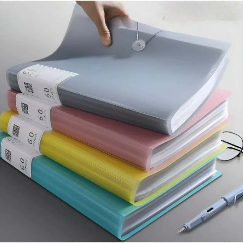 

60-карманная папка формата А4, подходит для документов формата А4 и бумаги ПП, высокая прозрачность и водонепроницаемость, удобство