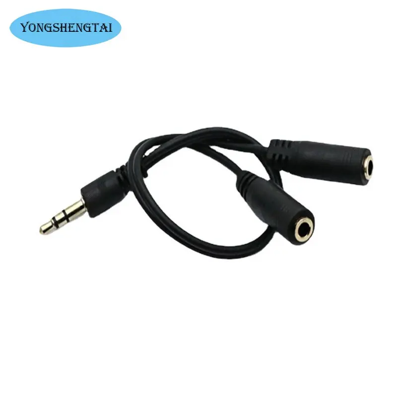 Kabel adaptor Headphone, satu titik dua kabel Audio komputer telepon ke Speaker 3.5 publik ke 3.5 ganda kabel koneksi Audio wanita