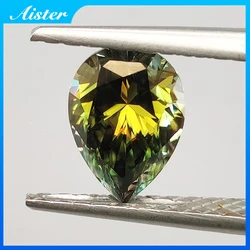 NEW Olive Pear Cut Moissanite Stones VVS1 Passed Diamond Tester with GRA Report