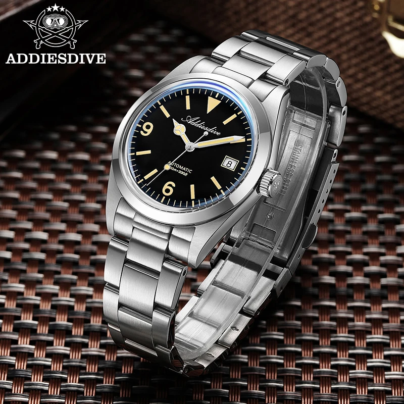 ADDIESDIVE 100m Waterproof 36mm Watch For Men Synthetic Sapphire Glass BGW9/C3 Super Luminous Mechanical Automatic Watch AD2556