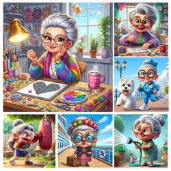 Diamond Painting Grandma Happy Travel Life Picture Rhinestones Mosaic Cross Stitch Old Lady Embroidery New Arrival 2024 5D DIY