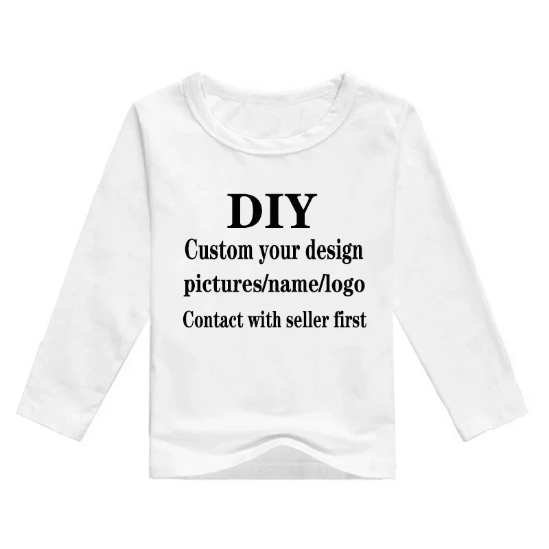 T-shirt met lange mouwen voor kinderen Baby op maat Uw eigen ontwerp T-shirt Jongens/meisjes DIY-kleding, beide zijden