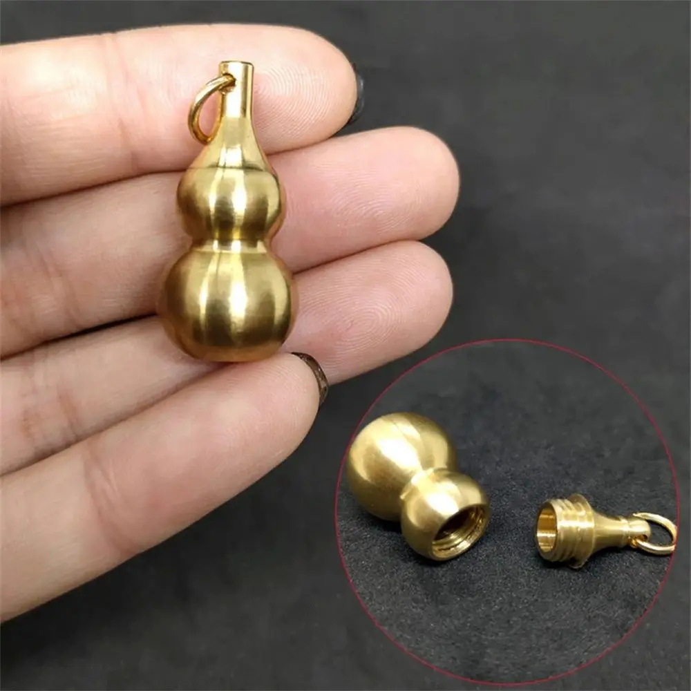 Brass Gourd Pendant Irregular Jar Keychain Hanging Necklace Jewelry Waterproof Pill Box Medicine Case Container Bottle Keychains