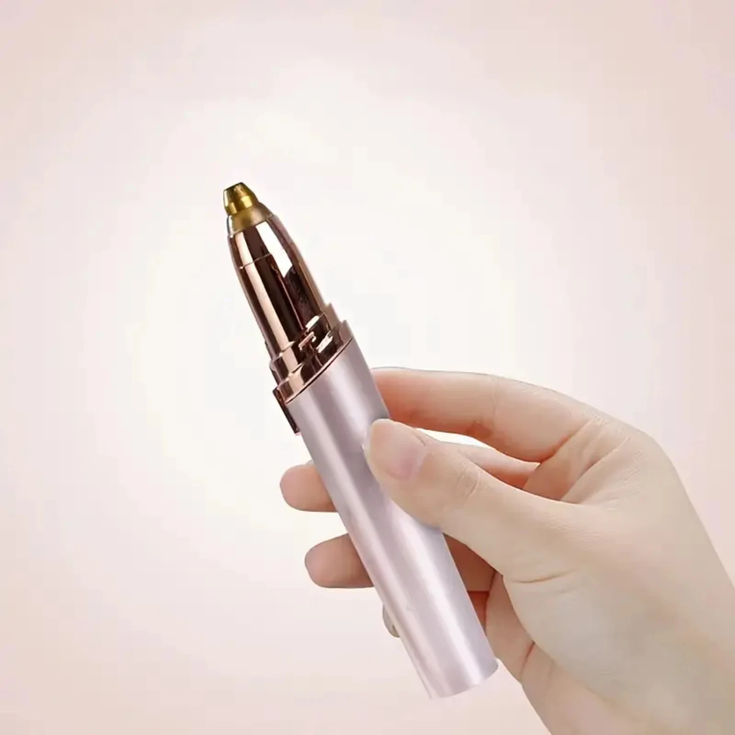 Recortador de pelo de nariz recargable inalámbrico eléctrico de oro rosa preciso para belleza de cejas y rostro, depiladora eficiente para suave y