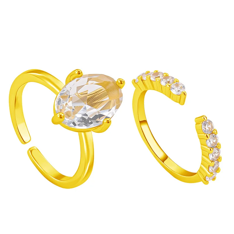 925 Sterling Silver Jewelry Zircon Crystal Stacked Ovals Finger Rings for Women Wedding Party Jewelry for Girls Friend Gift