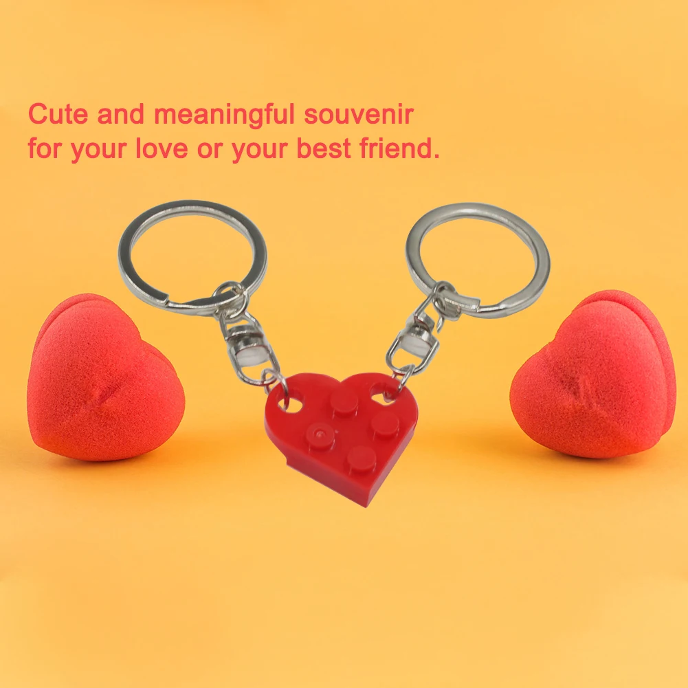 Llavero con forma de corazón para parejas, juego de montaje, bloque de construcción, cumpleaños, novio, novia