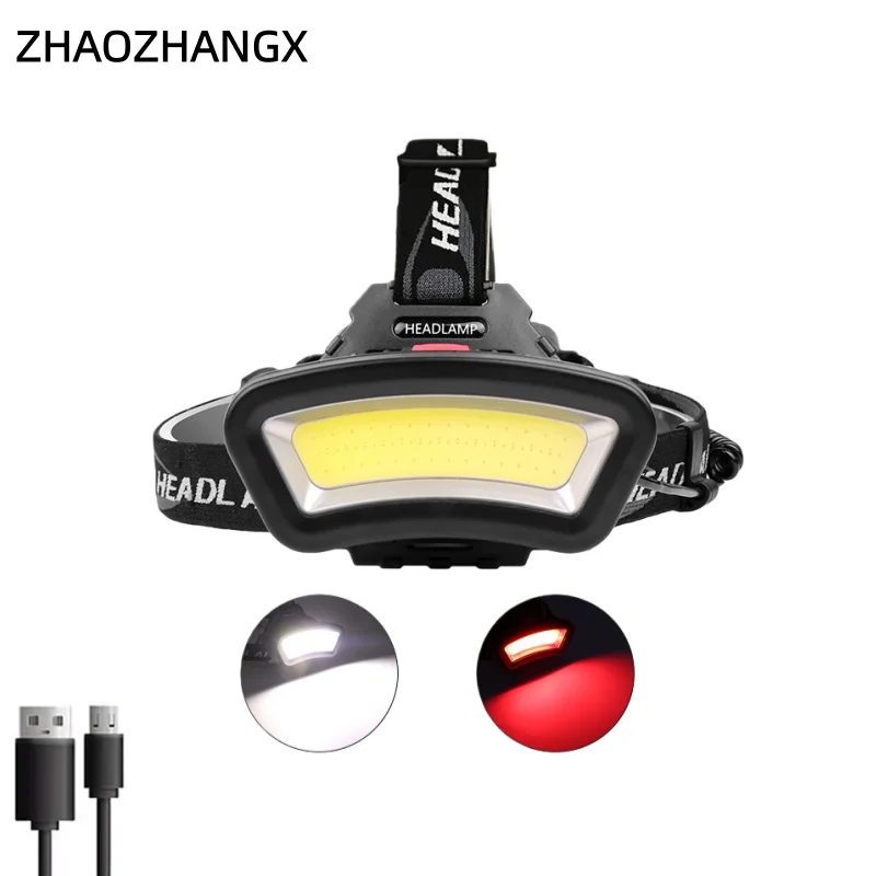 ZHAOZHANGX New COB LED High-Intensity Headlamp for Fishing and Running, USB-Charged Floodlight Headlamp