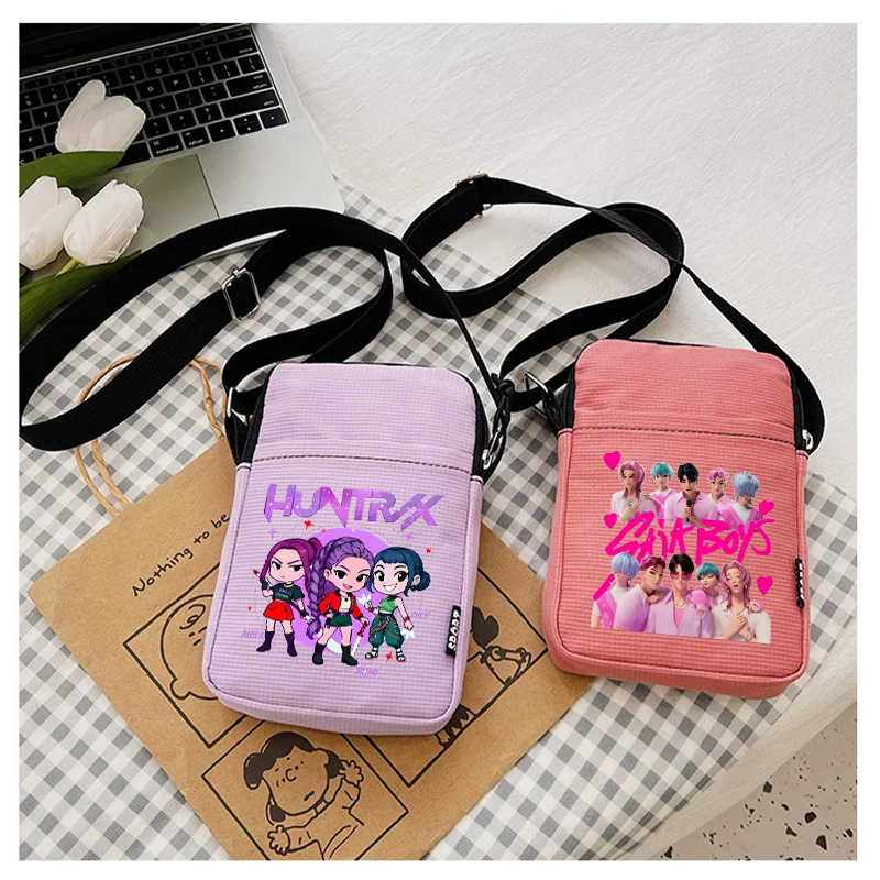 

KPop Demon Hunters Women Shoulder Bag Anime Printed Crossbody Bag Large Capacity Portable Phone Storage Bag Friend Birthday Gift