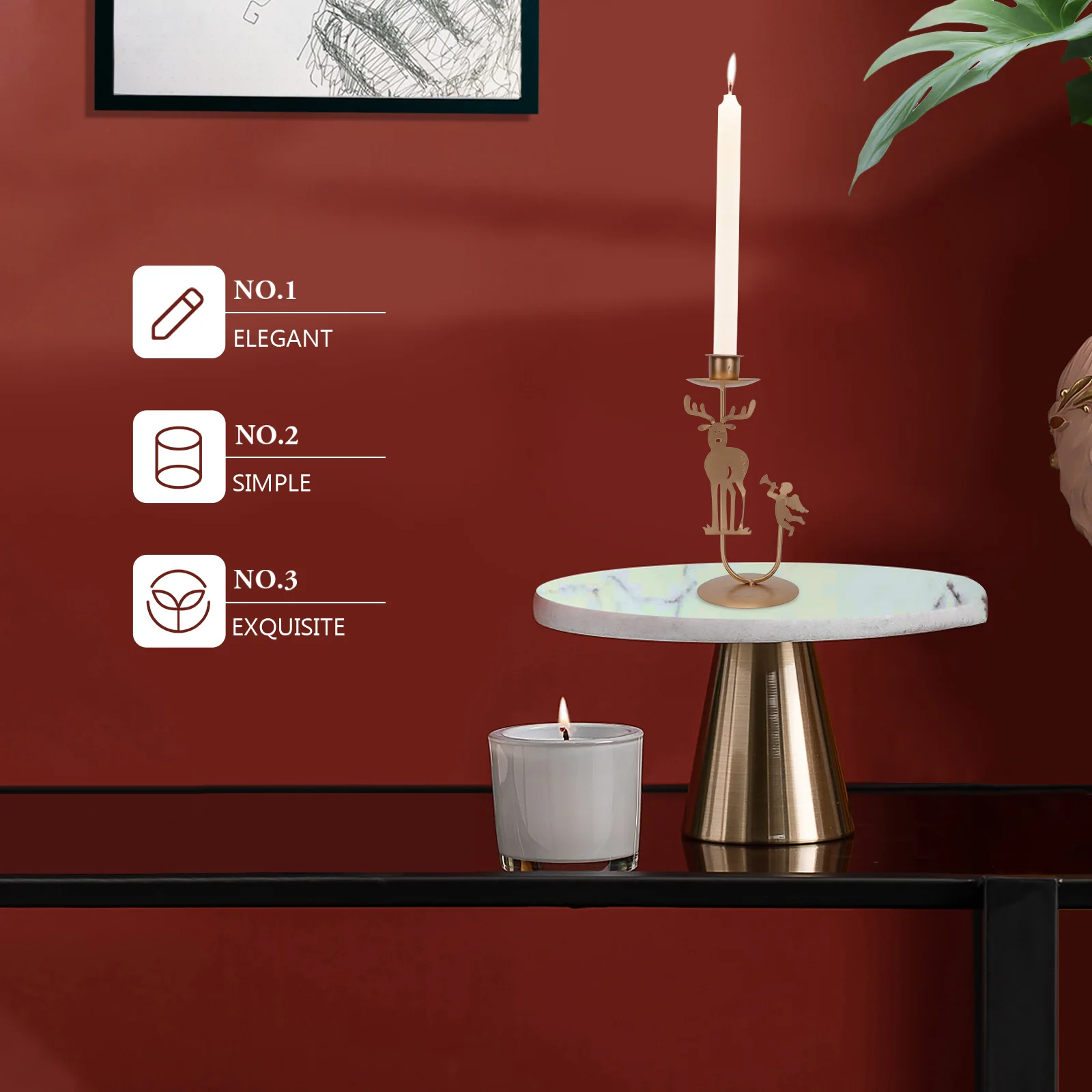 

2 Pcs Creative Holder Ornaments Decorative Candleholder Candlestick Holders Metal Decoration Adornment Decorations