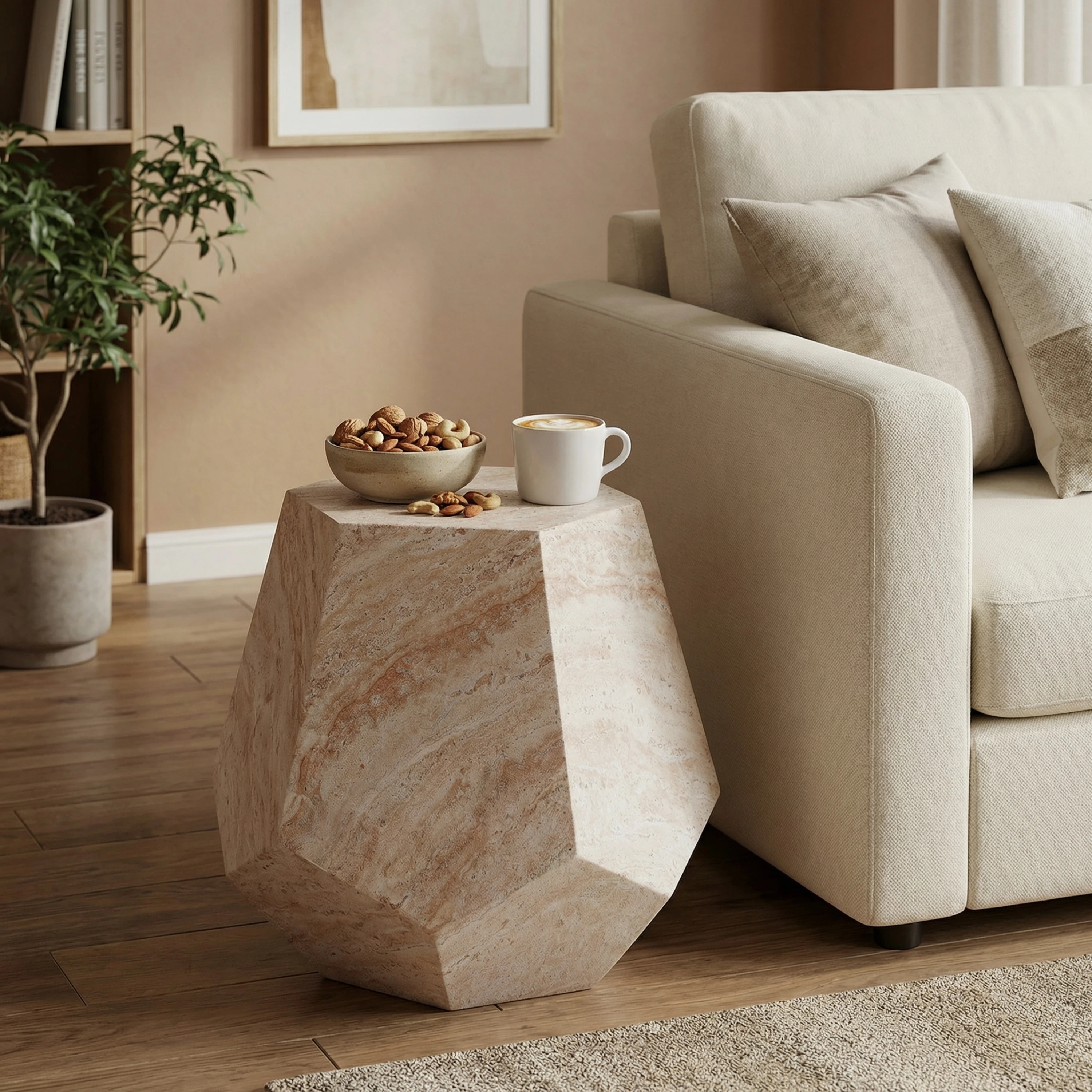 Modern Outdoor/indoor Lightweight Concrete Coffee Table With Hexagonal Circular Design For Living Rooms