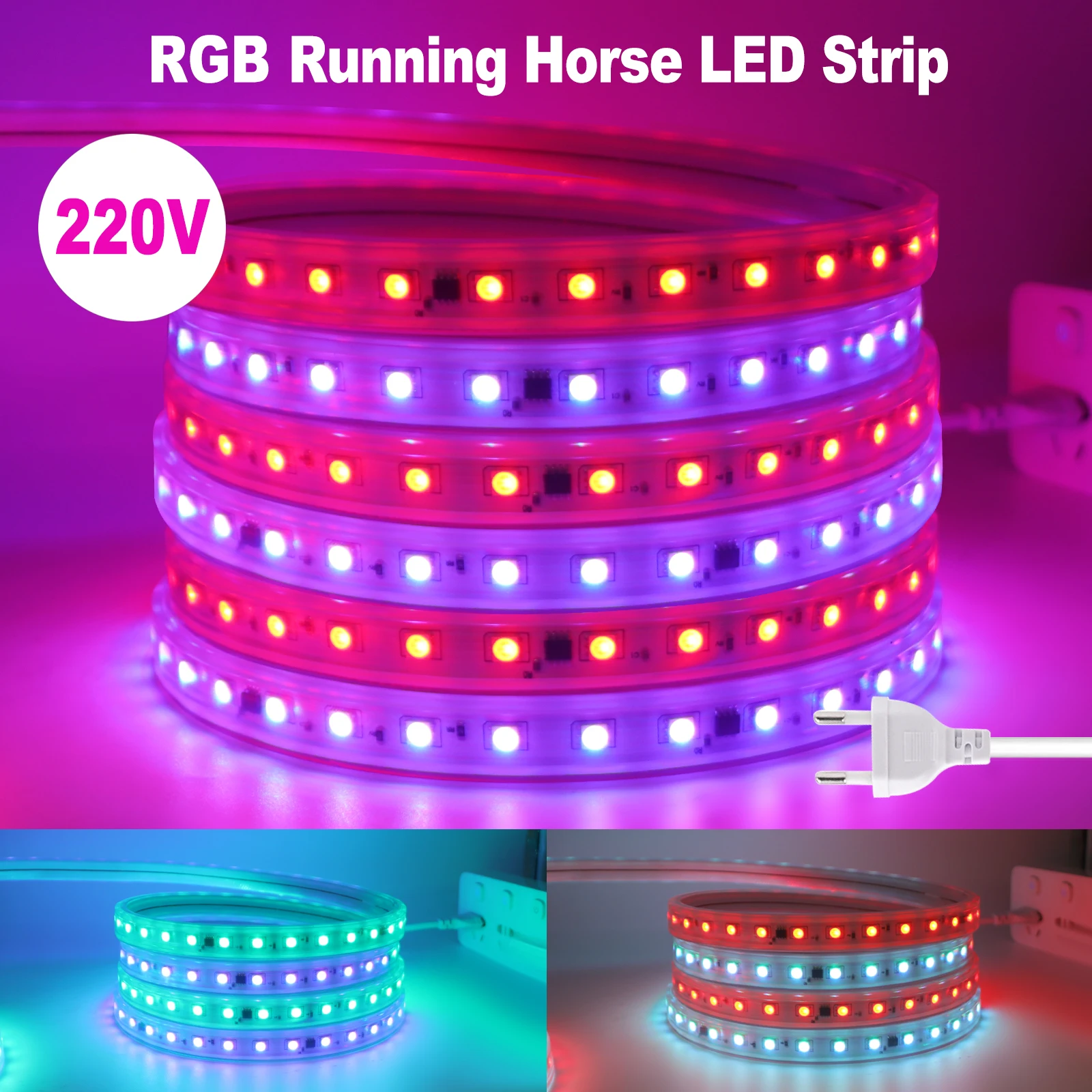 

WS2811 Smart LED Lights Strip 220V 30 60LEDs/m Addressable 1903 IC RGB LED Strip No Controller Running Water Flowing Light