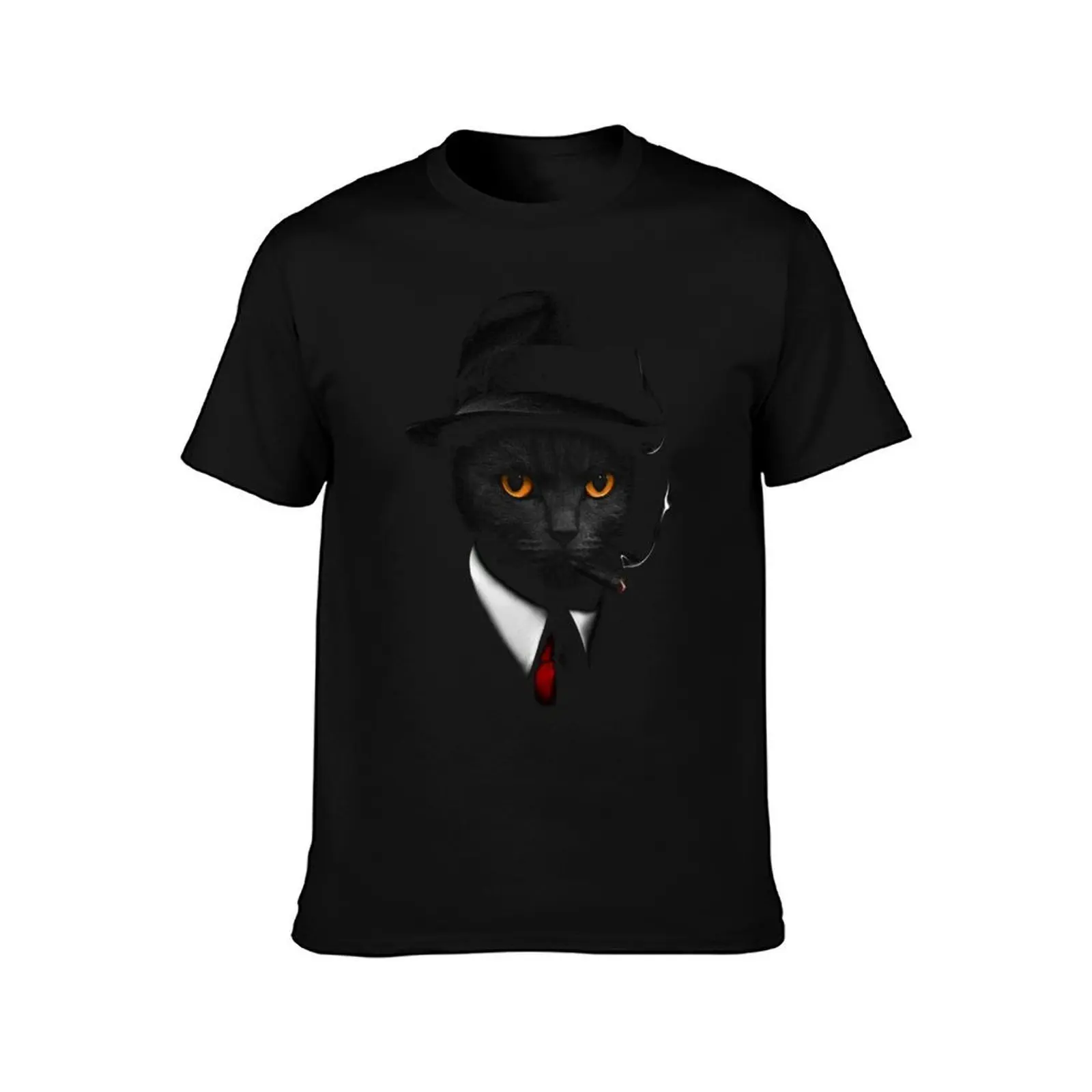 Agent Cat T-Shirt, Summer Casual Cotton Tee, Oversized Streetwear Tops, Vintage Graphic Print, Loose Fit Short Sleeve