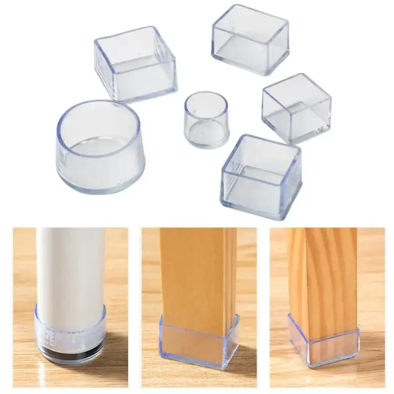 4 Uds. Redondo/cuadrado/rectangular para elegir reposapiés de mesa y silla de goma cubierta antipolvo almohadillas protectoras de suelo tapón de tubo pies de muebles