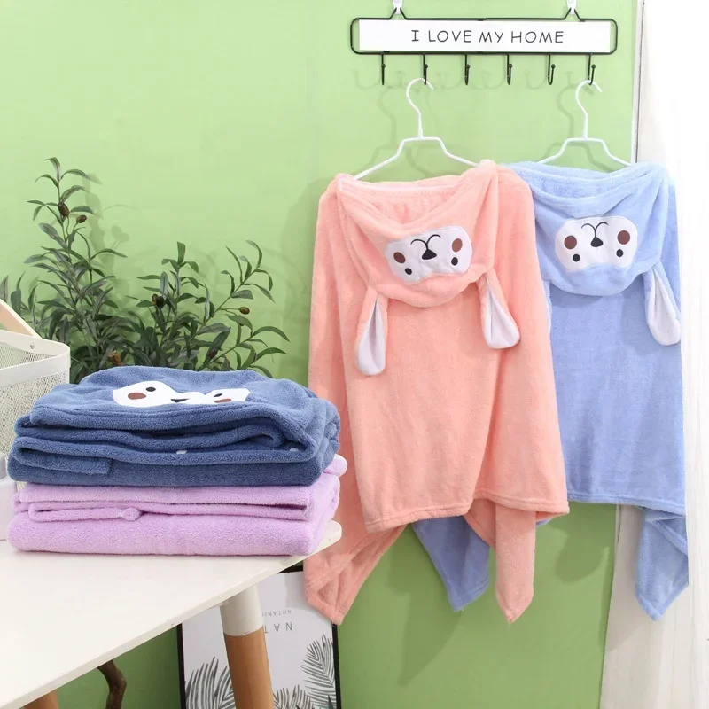 China Manufacturer Unisex Plush Baby Animal Hooded Bath Towel Soft Cotton Beach Swimming Bathrobe Blanket With Hood