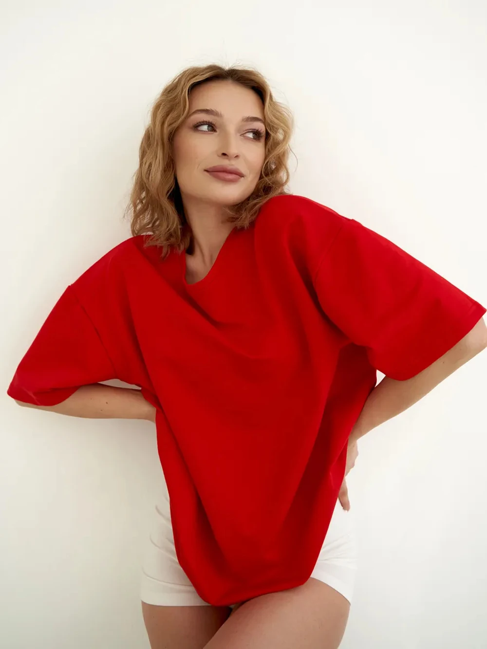 Trendige Baumwoll-T-Shirts für Damen, Sommer-Basics, Oversize O-Ausschnitt Oberteile, Lässige Kurzarm-Shirts, Bequeme Atmungsaktive Kleidung