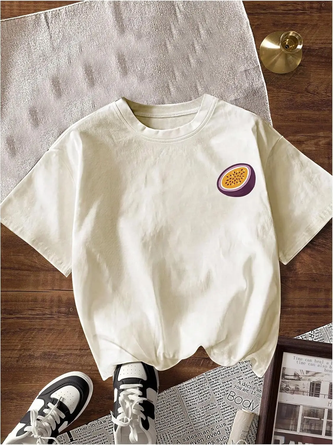 SweatyRocks Women's Short Sleeve Letter Tops Fruit Graphic Tees T Shirts