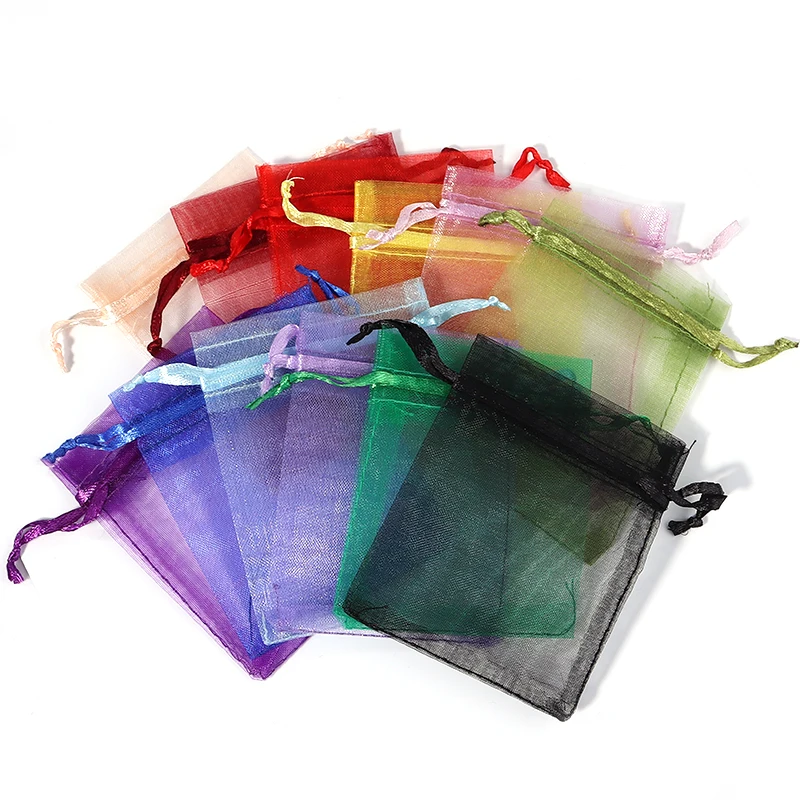 10/20/50Pcs Organza Gift Bag Multicolor Drawstring Pouches For Candy Jewelry Bag Packing Wedding Gift Bags Organza Bag