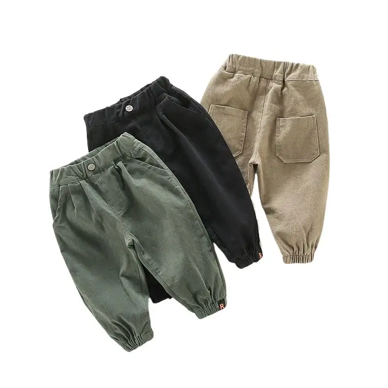 2026 New Children Boys Sweatpant Cotton Letter Sticker Infant Babys Boys Jogger Pants Solid Elastic Waist Toddler Boy Suspenders