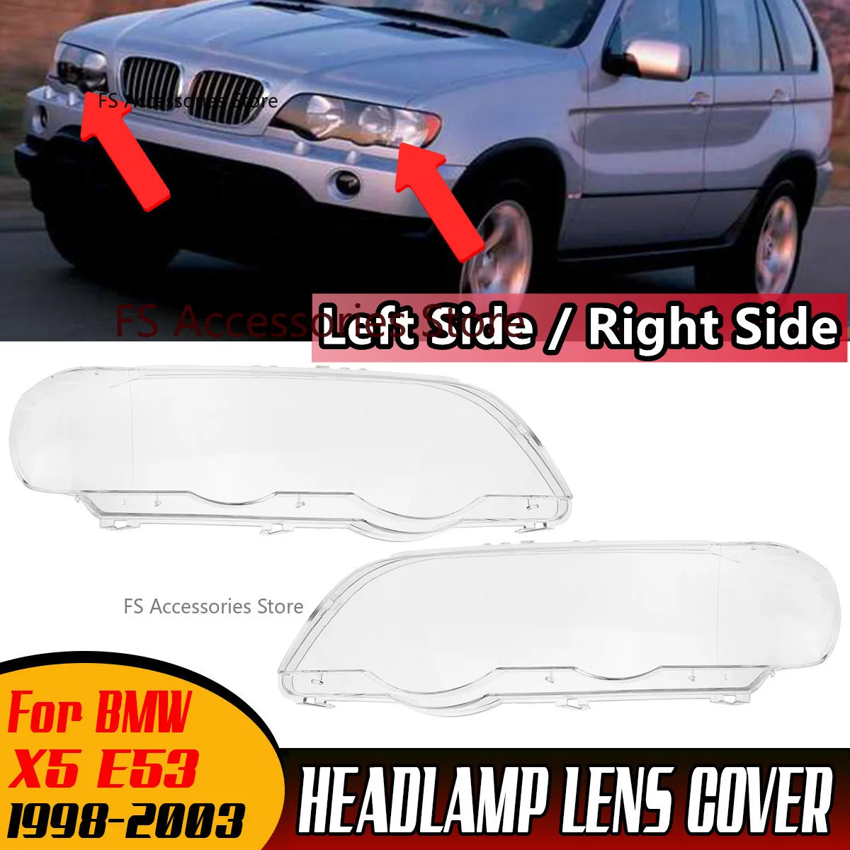 

Left/Right Car Headlight Lens Cover Lampcover Cover Lampshade Shell For BMW X5 E53 1998 1999 2000 2001 2002 2003 Headlight Cover