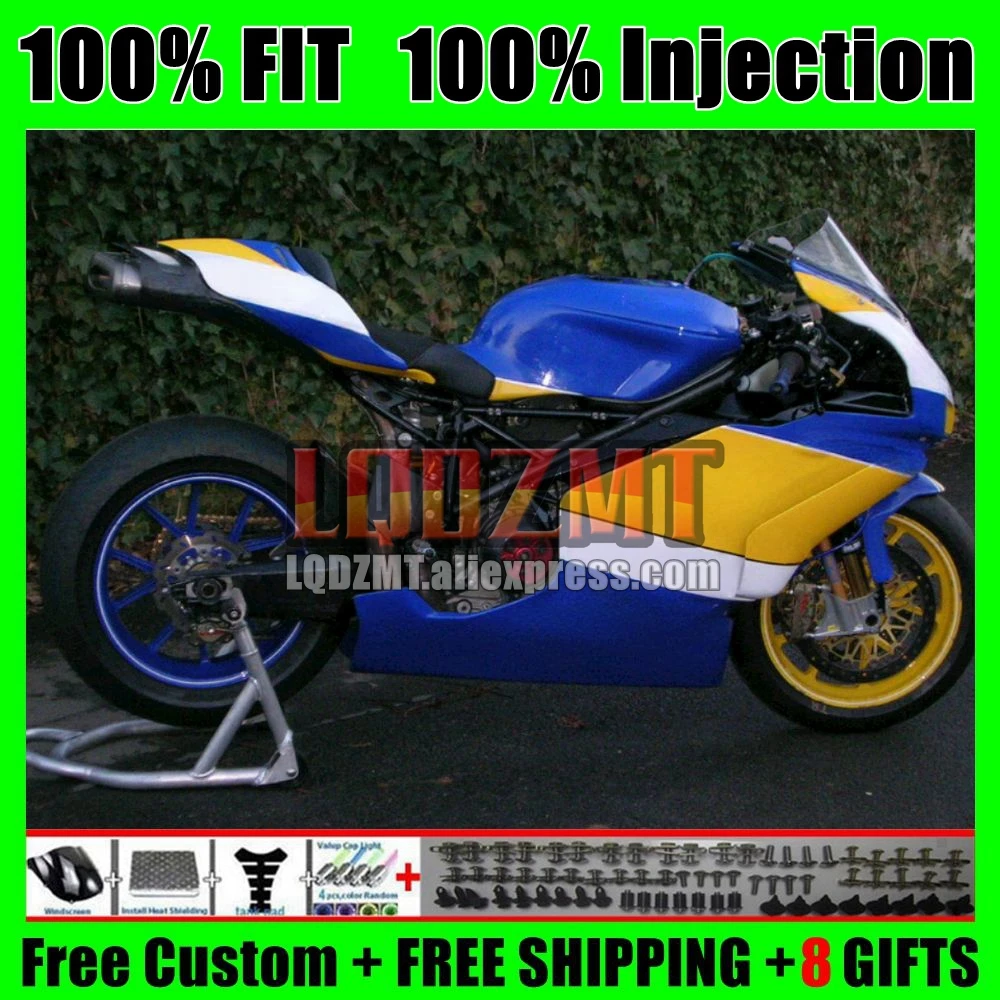 Injection Body For DUCATI 749S Blue yellow 999S 749 999 S R Bodywork 124No.100 749-999 03 04 749R 999R 2003 2004 OEM Fairing Kit