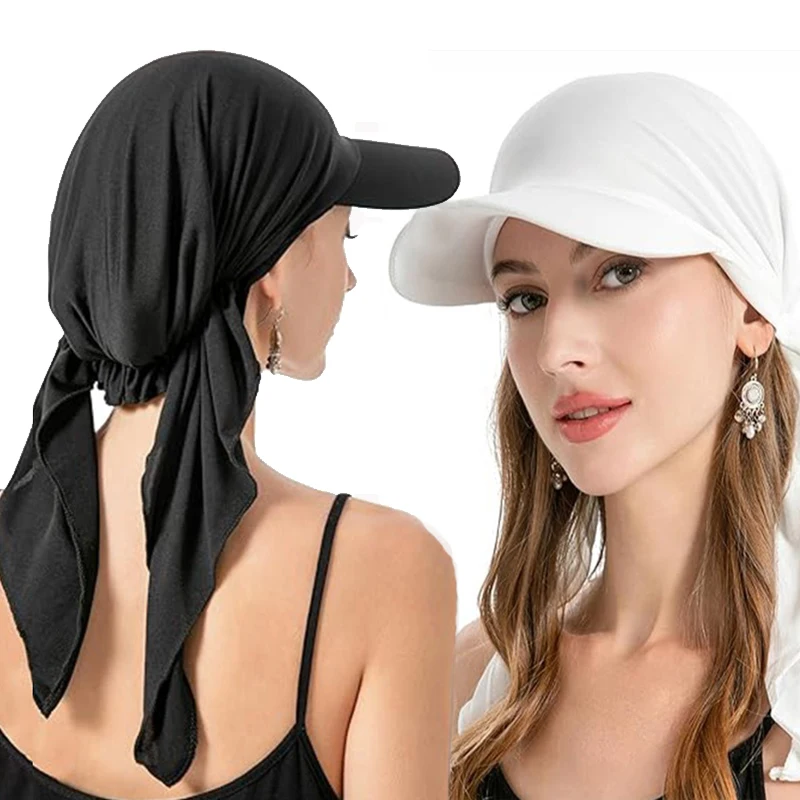 Nieuwe Zonnehoeden Instant Hijaab Cap Voor Vrouwen Muts Voile Moslim Sjaal Wikkel Baseball Caps Bandana Hijab Motorkap Tulband