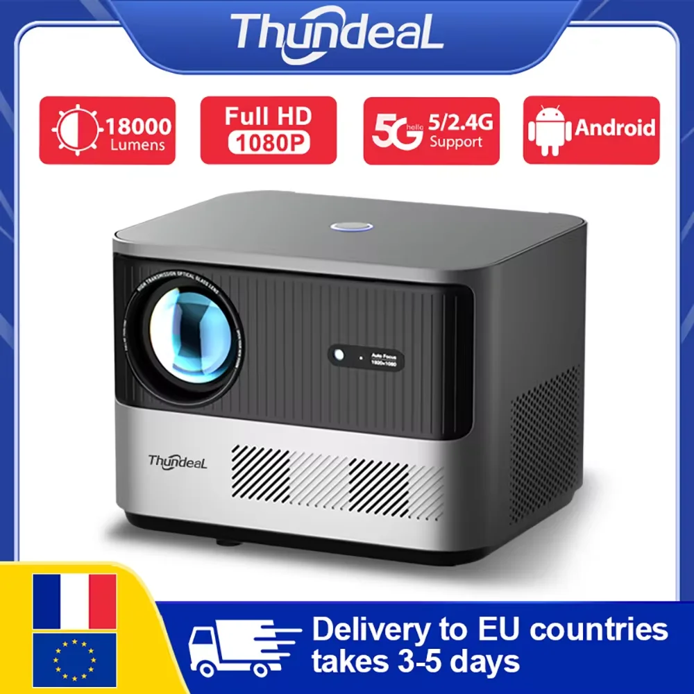 

ThundeaL TDA6W 1920 x Full HD 1080P 3D WiFi Android Projector Auto Focus Keystone Outdoor Home Theater Portable Beam Projector