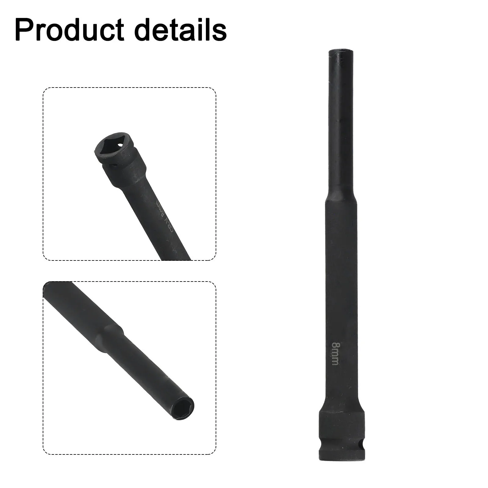 Chave de acionamento de cabeça sextavada preta, interface de 1 2 polegadas, aço cromo vanádio, durabilidade, múltiplas especificações