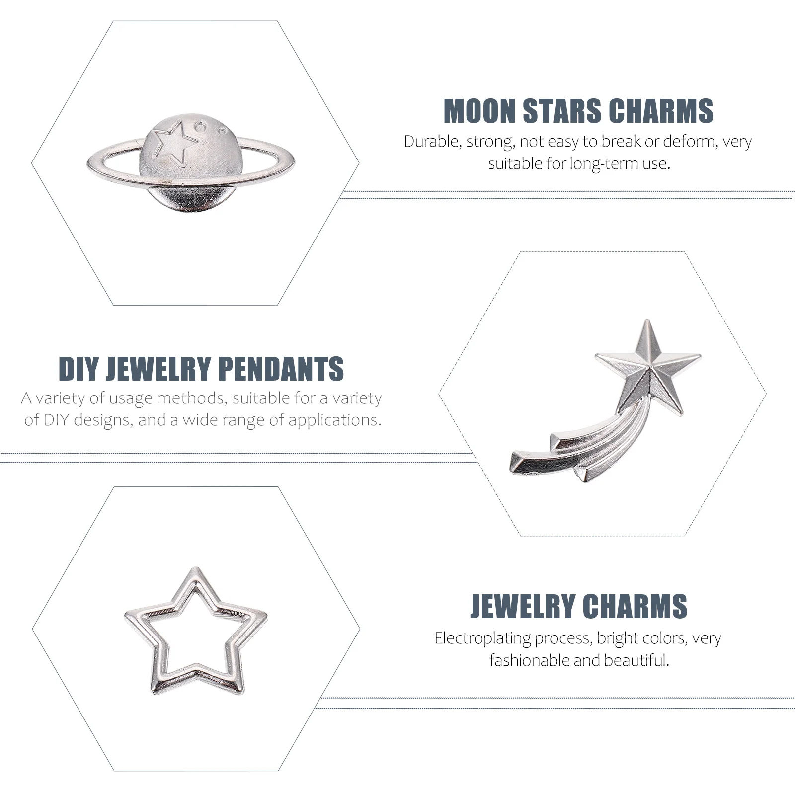 

70Pcs Jewelry Charms Alloy Moon Stars for DIY Crafting Supplies Necklaces Bracelets Pendants Moon Stars Charms
