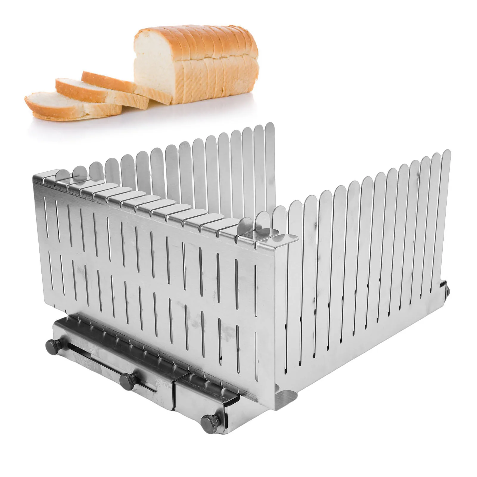 Bread Slicing Guide Stainless Steel Homemade Bread Loaf Toast Slicing Auxiliary Tool for Cakes Bagels Commercial Baking Kitchen
