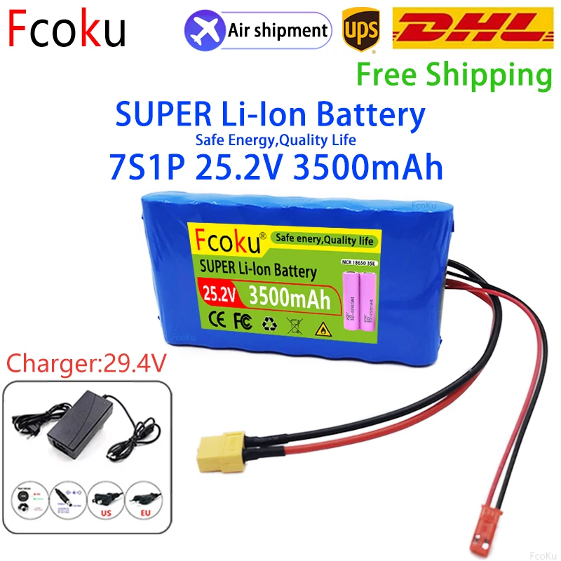 18650 7S1P 25.2V 3500mAh Li-ion Battery Pack Built-In BMS,For Monitoring Speaker Small Electric Unicycle Rechargeable Battery